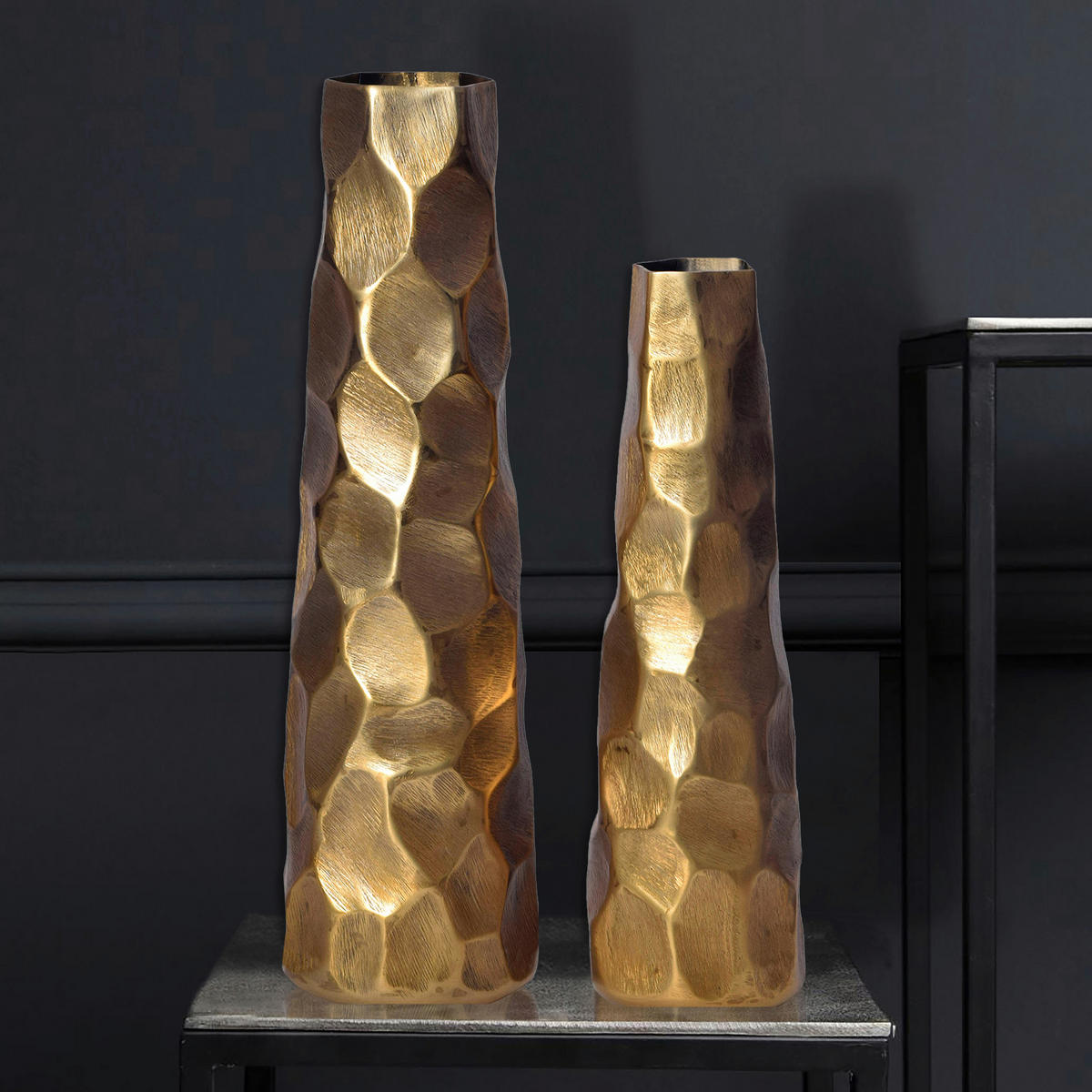 DEKOVASE  - Goldfarben, Design, Metall (15/48,5/15cm) - Livetastic