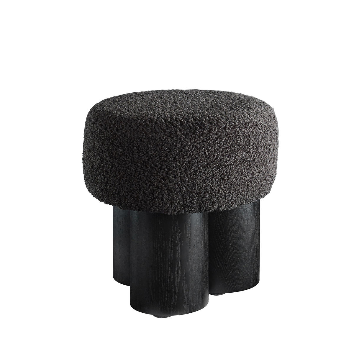 HOCKER Teddystoff Grau, Schwarz  - Schwarz/Grau, MODERN, Textil (50/49/50cm) - Livetastic