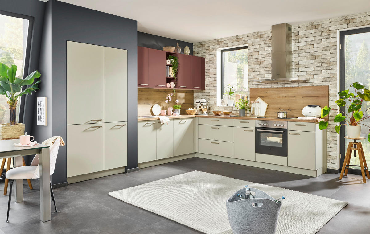 KUCHYNĚ NA MÍRU DK001 - šedá/růžová, Design, kompozitní dřevo - Dieter Knoll