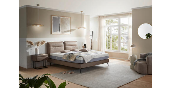 BOXSPRINGBETT 180/200 cm in Hellbraun - Hellbraun/Schwarz, Design, Textil/Metall (180/200cm) - Johann Jakob