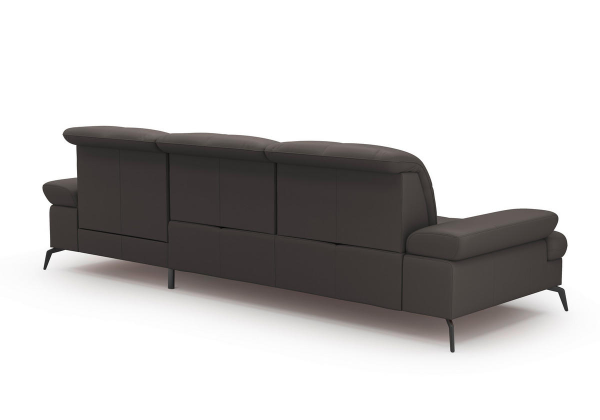 ECKSOFA Mokka Echtleder  - Schwarz/Mokka, KONVENTIONELL, Leder/Metall (279/185cm) - Sit & More
