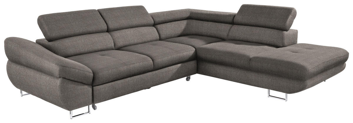 ECKSOFA in Webstoff Creme, Grau  - Creme/Grau, Design, Textil/Metall (235/280cm) - Hom`in