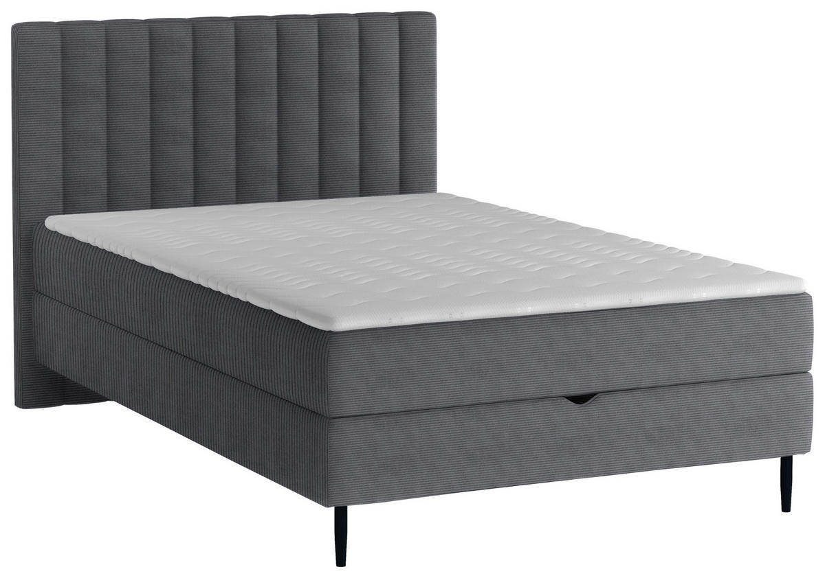 BOXBETT 100/200 cm  in Dunkelgrau  - Dunkelgrau/Schwarz, Design, Holz/Holzwerkstoff (100/200cm) - Stylife