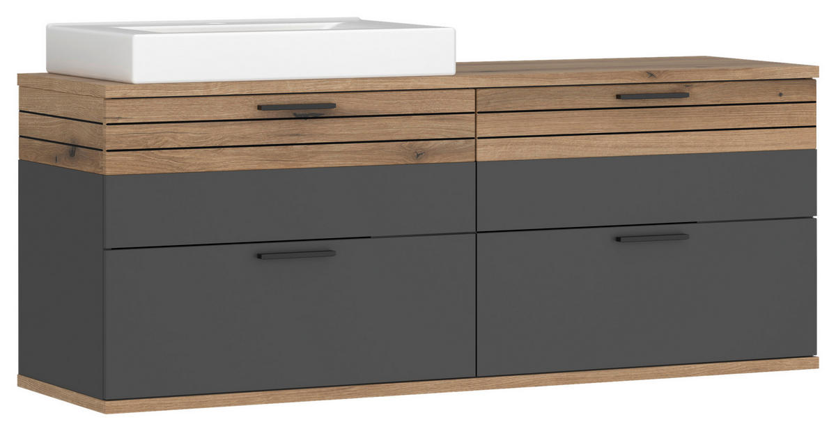 WASCHTISCHUNTERSCHRANK  - Eichefarben/Anthrazit, MODERN, Keramik/Holzwerkstoff (140/57/48cm) - MID.YOU