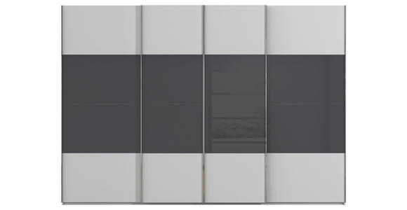 SCHWEBETÜRENSCHRANK  in Schwarz, Seidengrau  - Chromfarben/Seidengrau, KONVENTIONELL, Glas/Holzwerkstoff (316/235/68cm) - Novel