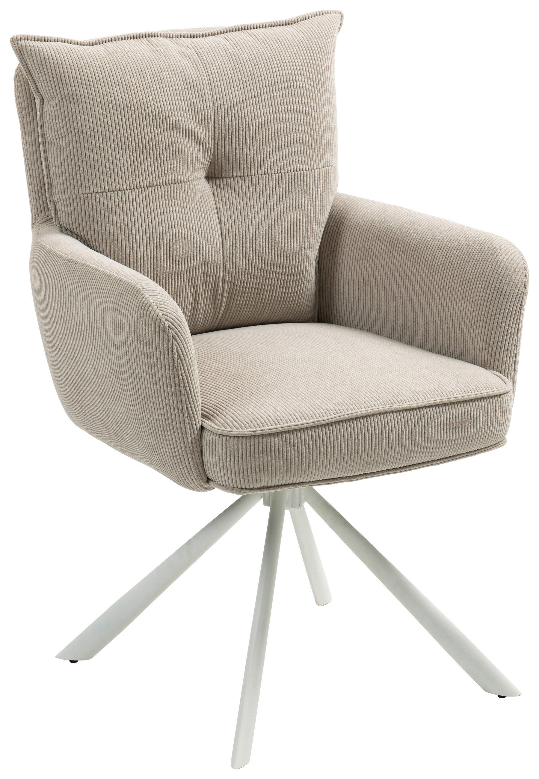 ARMLEHNSTUHL  Sitzfläche 180° drehbar, automatische Rückholfunktion Feincord  Creme, Taupe  - Taupe/Creme, Design, Textil/Metall (61/95/67cm) - Novel