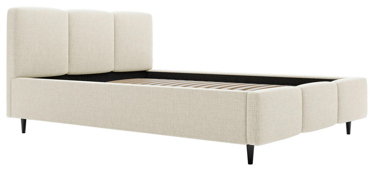 POLSTERBETT Lattenrost, Bettkasten 200/200 cm  in Creme  - Creme/Schwarz, Design, Holz/Textil (200/200cm) - Boxxx