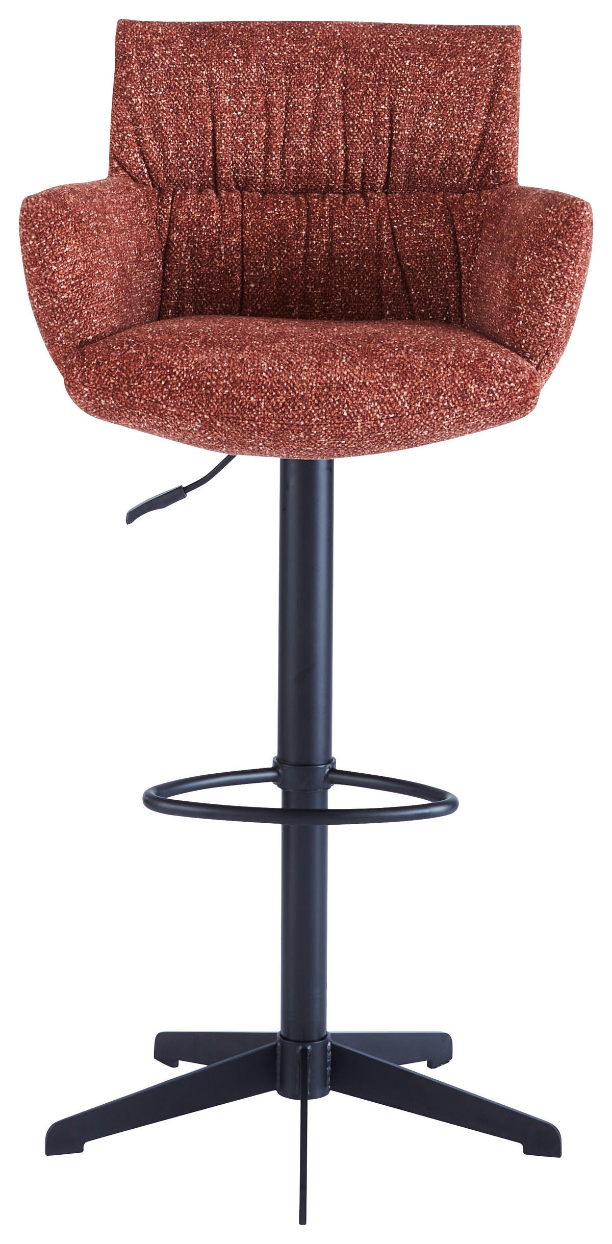 BARHOCKER Leinenoptik Rostfarben Eisen Sitzfläche 360° drehbar, automatische Rückholfunktion  - Rostfarben/Schwarz, Design, Textil/Metall (58/88-112/58cm) - Dieter Knoll