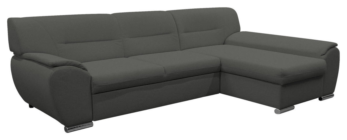 ECKSOFA Grau Flachgewebe  - Silberfarben/Grau, Design, Kunststoff/Textil (281/167cm) - MID.YOU