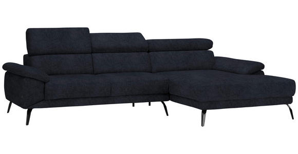 ECKSOFA in Samt Dunkelgrau  - Dunkelgrau/Schwarz, Design, Textil/Metall (295/187cm) - Novel