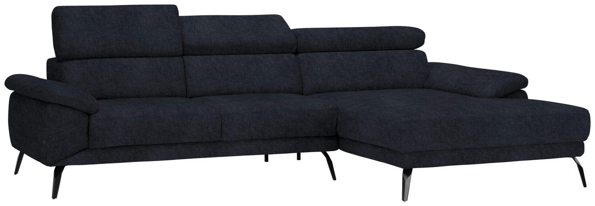 ECKSOFA in Velours Dunkelgrau  - Dunkelgrau/Schwarz, Design, Textil/Metall (295/187cm) - Novel