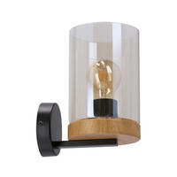 WANDLEUCHTE 17/12/21 cm   - Eichefarben/Schwarz, Natur, Glas/Metall (17/12/21cm)