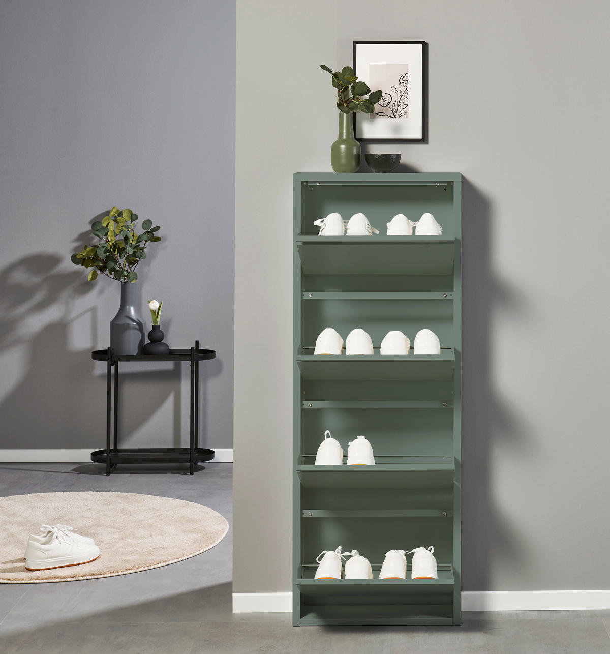SCHUHKIPPER  in 51/137/16 cm  - Salbeigrün, MODERN, Metall (51/137/16cm) - Boxxx