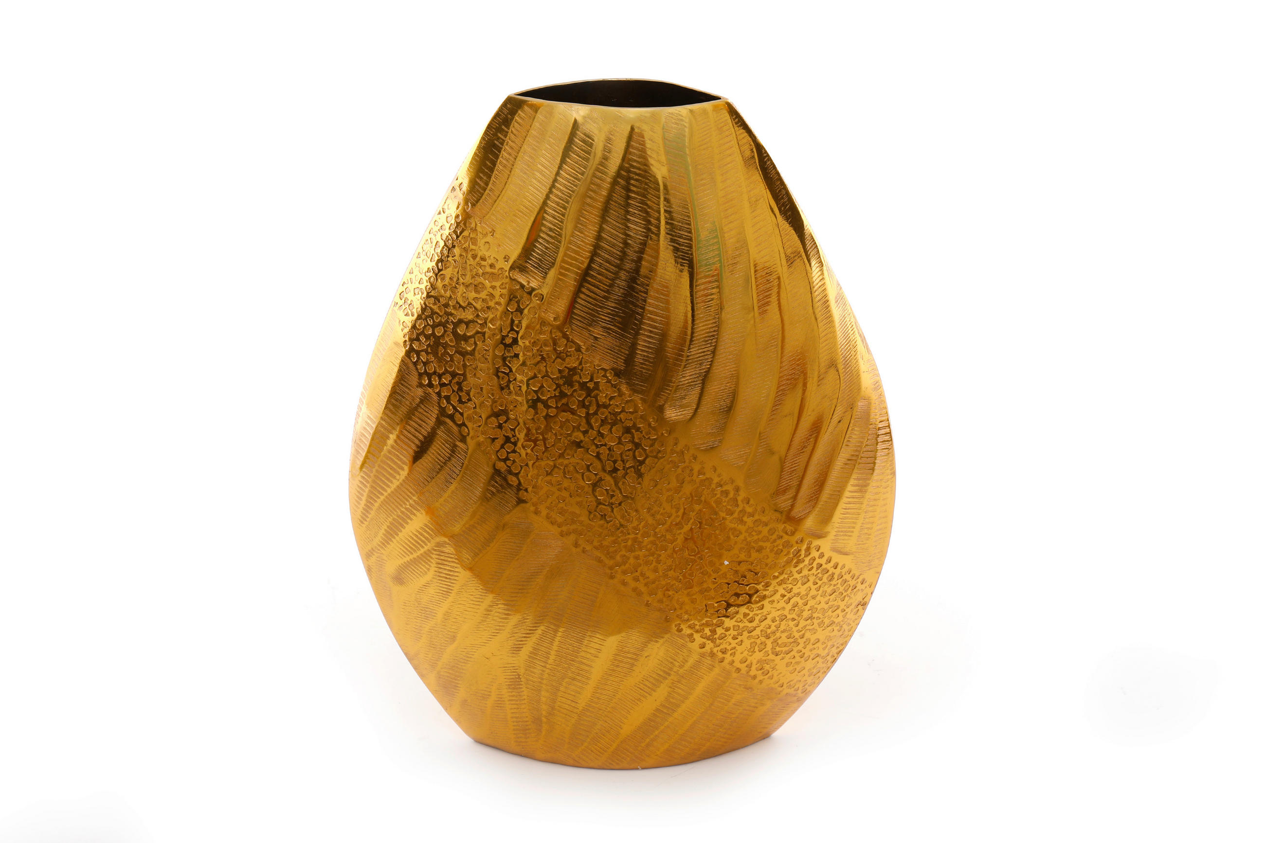 VAZĂ 30 cm  - alb/auriu, Basics, ceramică/metal (27.5/34.5/12cm)