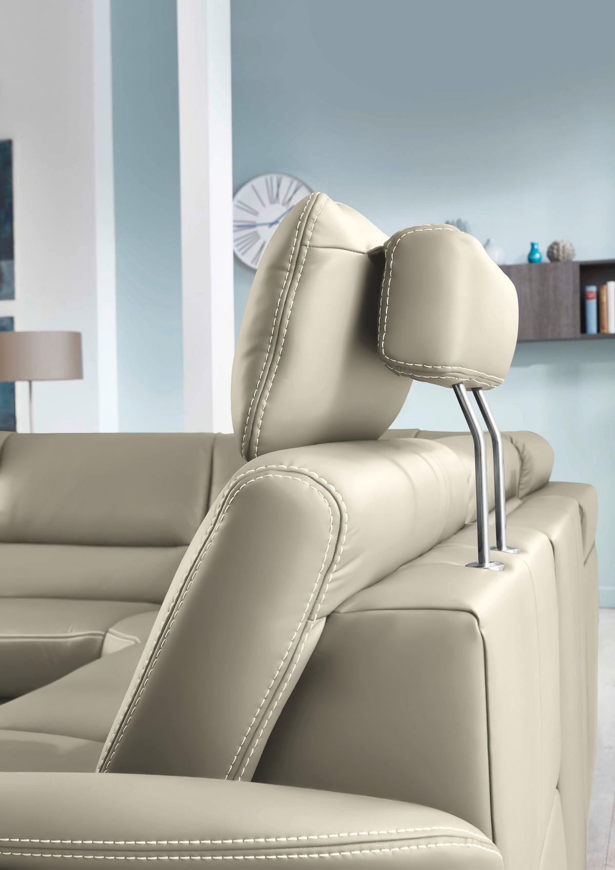 ECKSOFA in Echtleder Ecru  - Ecru/Beige, Design, Leder/Metall (249/288cm) - Beldomo Premium
