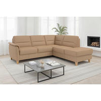 ROHOVÁ SEDAČKA, koža, cappuccino - farba duba/cappuccino, Basics, koža/drevo (236/212cm) - Sit & More