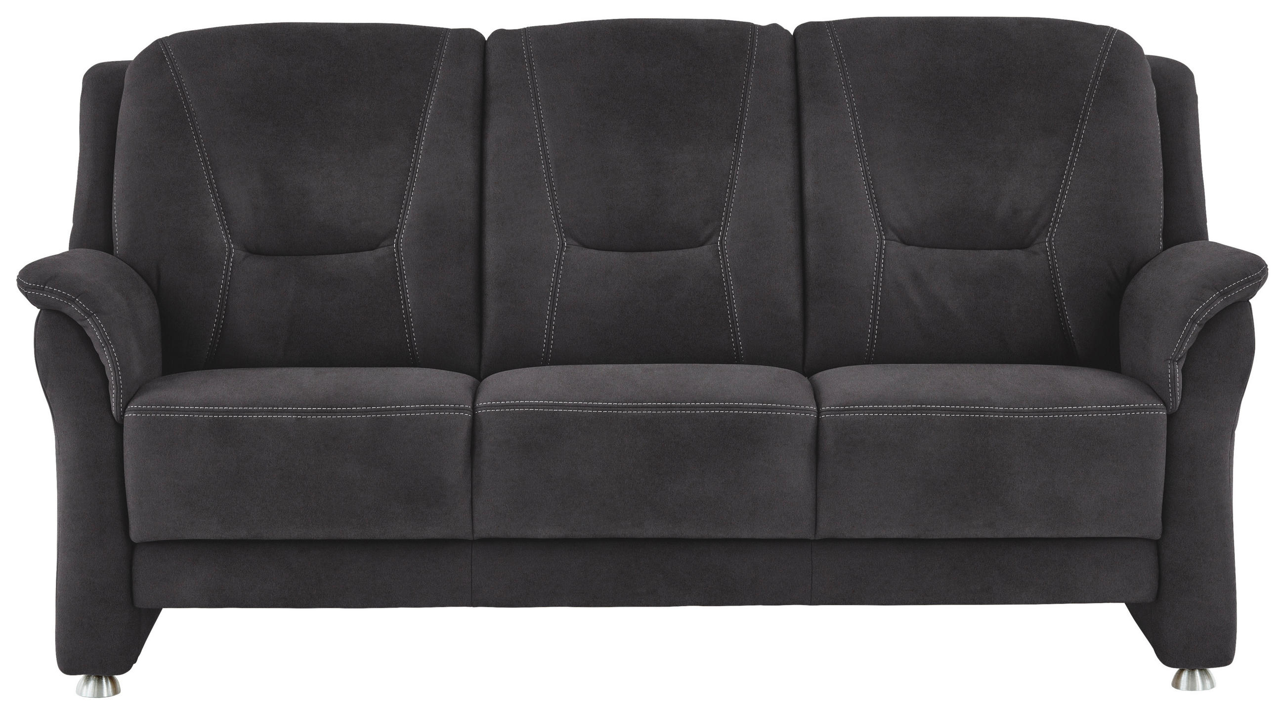 3-SITZER-SOFA  in Mikrofaser Anthrazit  - Anthrazit/Beige, KONVENTIONELL, Textil/Metall (198/100/89cm) - Beldomo Comfort