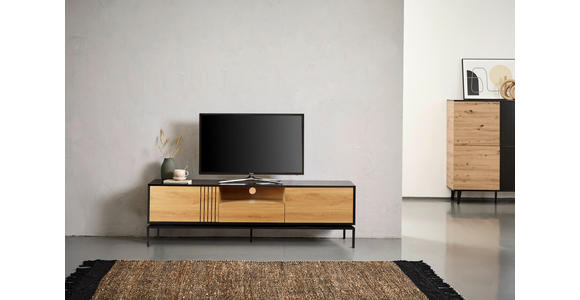LOWBOARD in 180/55/40 cm - Schwarz/Naturfarben, Design, Holzwerkstoff (180/55/40cm) - Xora