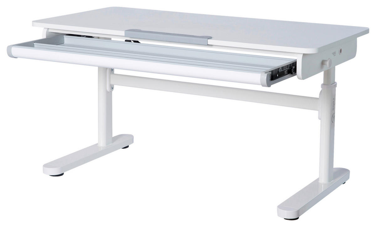 SCHREIBTISCH  Weiß höhenverstellbar  - Weiß, MODERN, Holzwerkstoff/Metall (109,5/62-78/60cm) - Roba