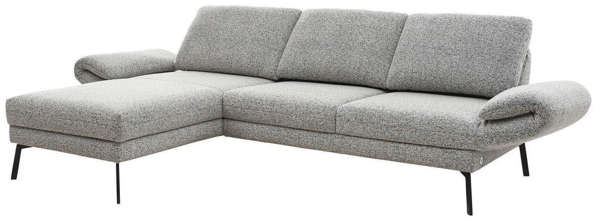 ECKSOFA in Flachgewebe Blaugrau  175-224/255-365 cm  - Blaugrau/Schwarz, Design, Textil/Metall (175-224/255-365cm) - Dieter Knoll