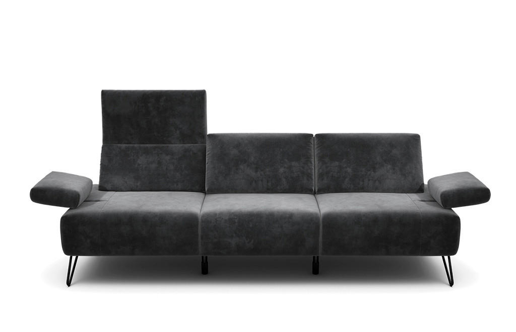 3-SITZER-SOFA Samt Anthrazit  - Anthrazit/Schwarz, Design, Textil/Metall (234-264/85/86-94cm) - SENSOO