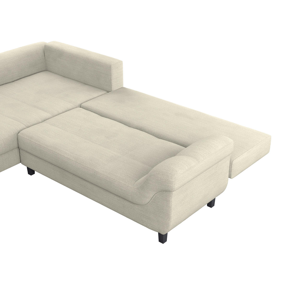 ECKSOFA MENDOZA NEW Hellgrau Chenille, Struktur Zierkissen, Rückenkissen, Bettkasten  - Hellgrau/Schwarz, KONVENTIONELL, Textil (197/309cm) - MID.YOU