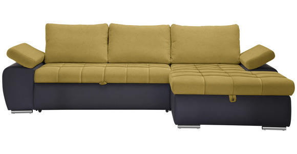 ECKSOFA in Flachgewebe Gelb, Dunkelgrau  - Dunkelgrau/Gelb, Design, Kunststoff/Textil (271/175cm) - Xora