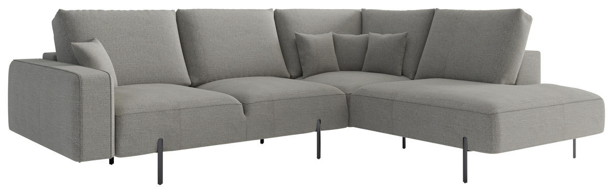 ECKSOFA  in Flachgewebe Hellbraun  280/223 cm  - Hellbraun/Schwarz, Design, Textil/Metall (280/223cm) - Livetastic