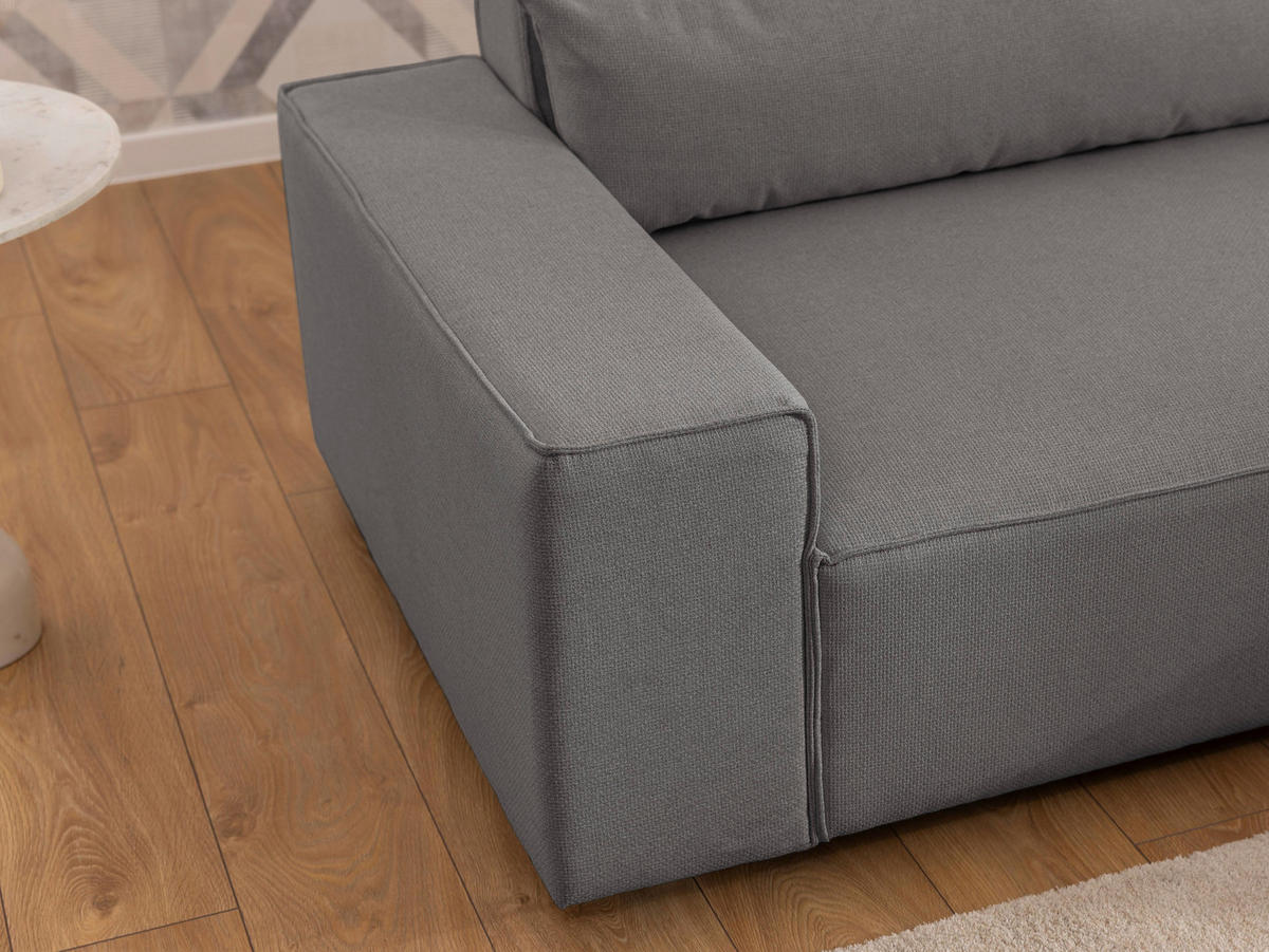 ECKSOFA Webstoff Grau  - Schwarz/Grau, Design, Kunststoff/Textil (251/142cm) - P & B