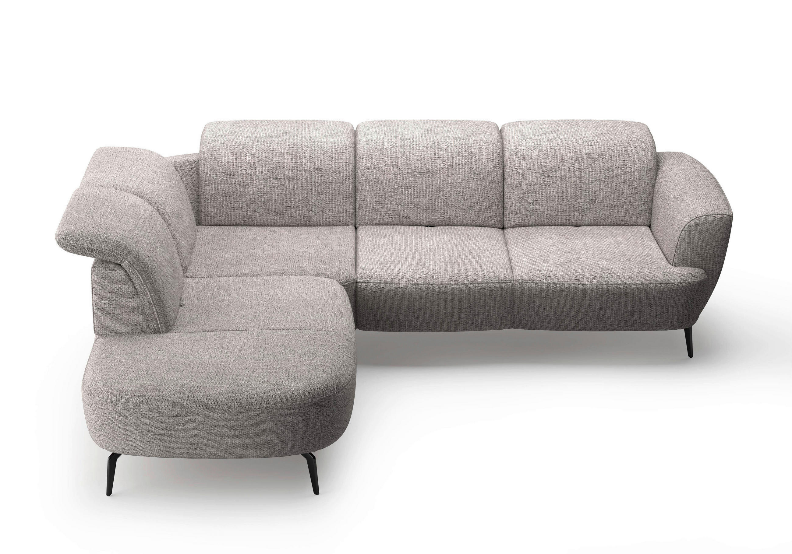 ECKSOFA in Chenille Silberfarben  267/300 cm  - Silberfarben/Schwarz, KONVENTIONELL, Textil/Metall (267/300cm) - Sit & More