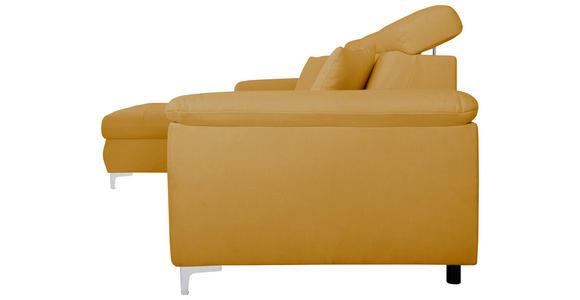 ECKSOFA Senfgelb Flachgewebe  - Chromfarben/Senfgelb, KONVENTIONELL, Textil/Metall (175/268cm) - Carryhome