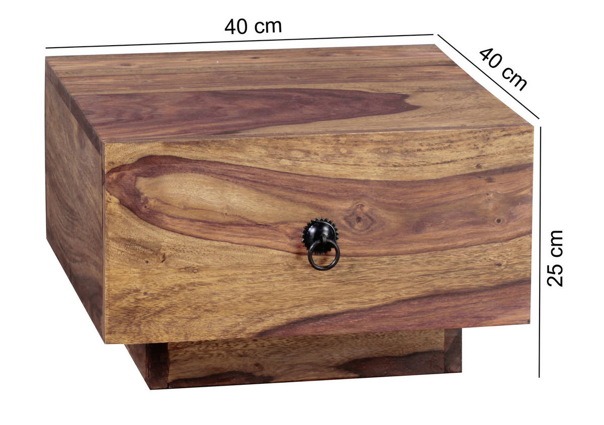 NACHTSCHRANK 40/25/40 cm Sheesham massiv  - Sheeshamfarben/Schwarz, MODERN, Holz/Metall (40/25/40cm) - MID.YOU