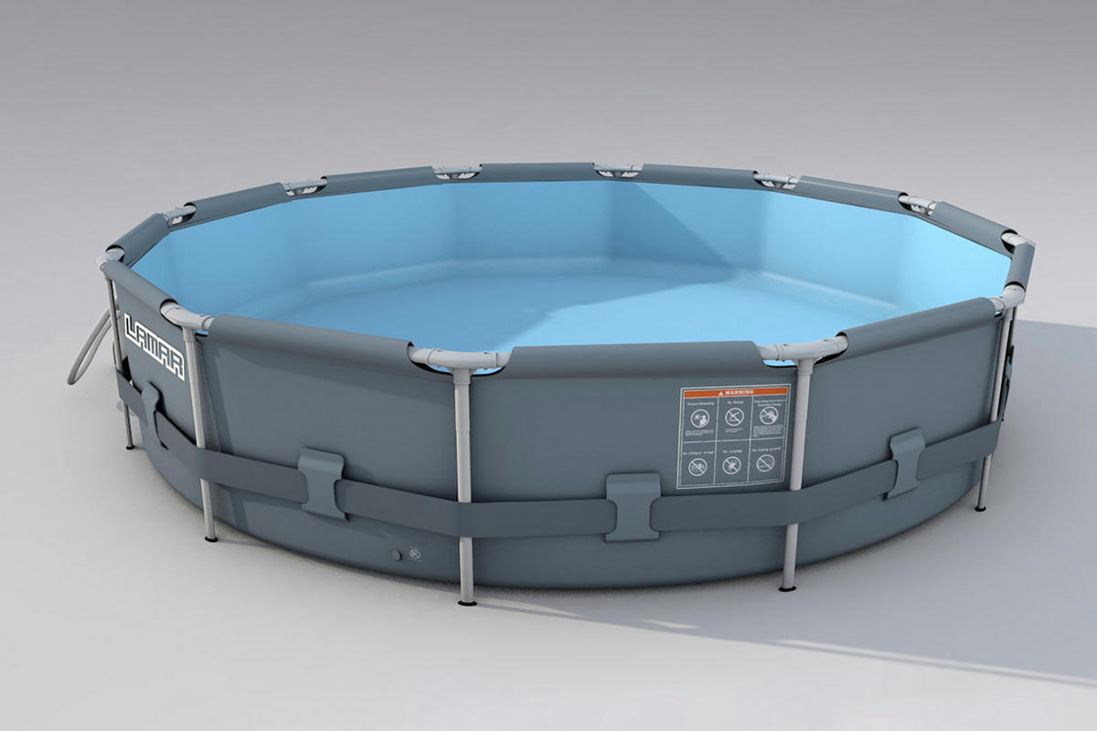 POOL-SET LAMAR 366/76 cm  - Blau/Grau, KONVENTIONELL, Kunststoff/Metall (366/76cm)