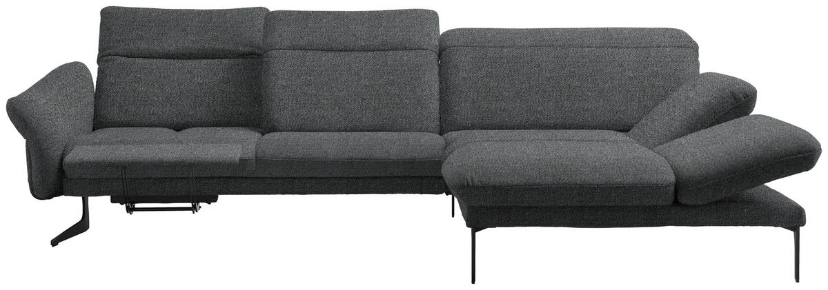 ECKSOFA in Webstoff Grau  - Anthrazit/Grau, Design, Textil/Metall (299/203cm) - Himolla