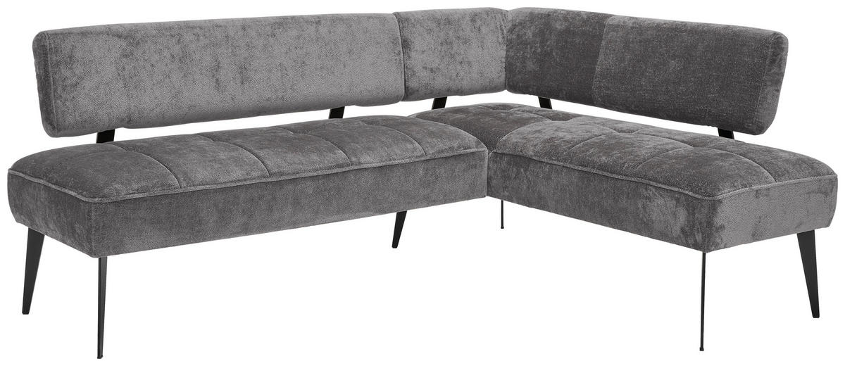 ECKBANK 212/162 cm Webstoff Braun Metall   - Schwarz/Braun, MODERN, Textil/Metall (212/162cm) - Welnova