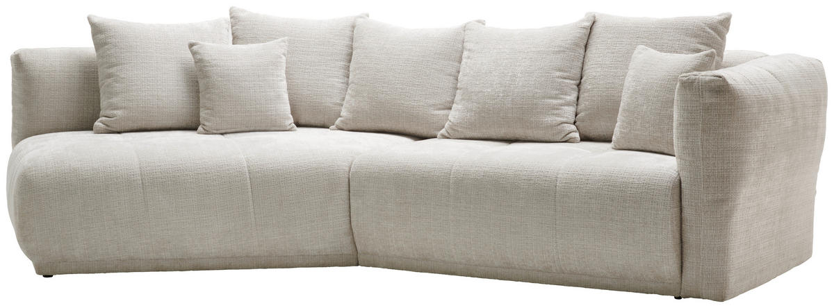 ECKSOFA Creme Chenille  - Creme/Schwarz, MODERN, Kunststoff/Textil (180/315cm) - Hom`in