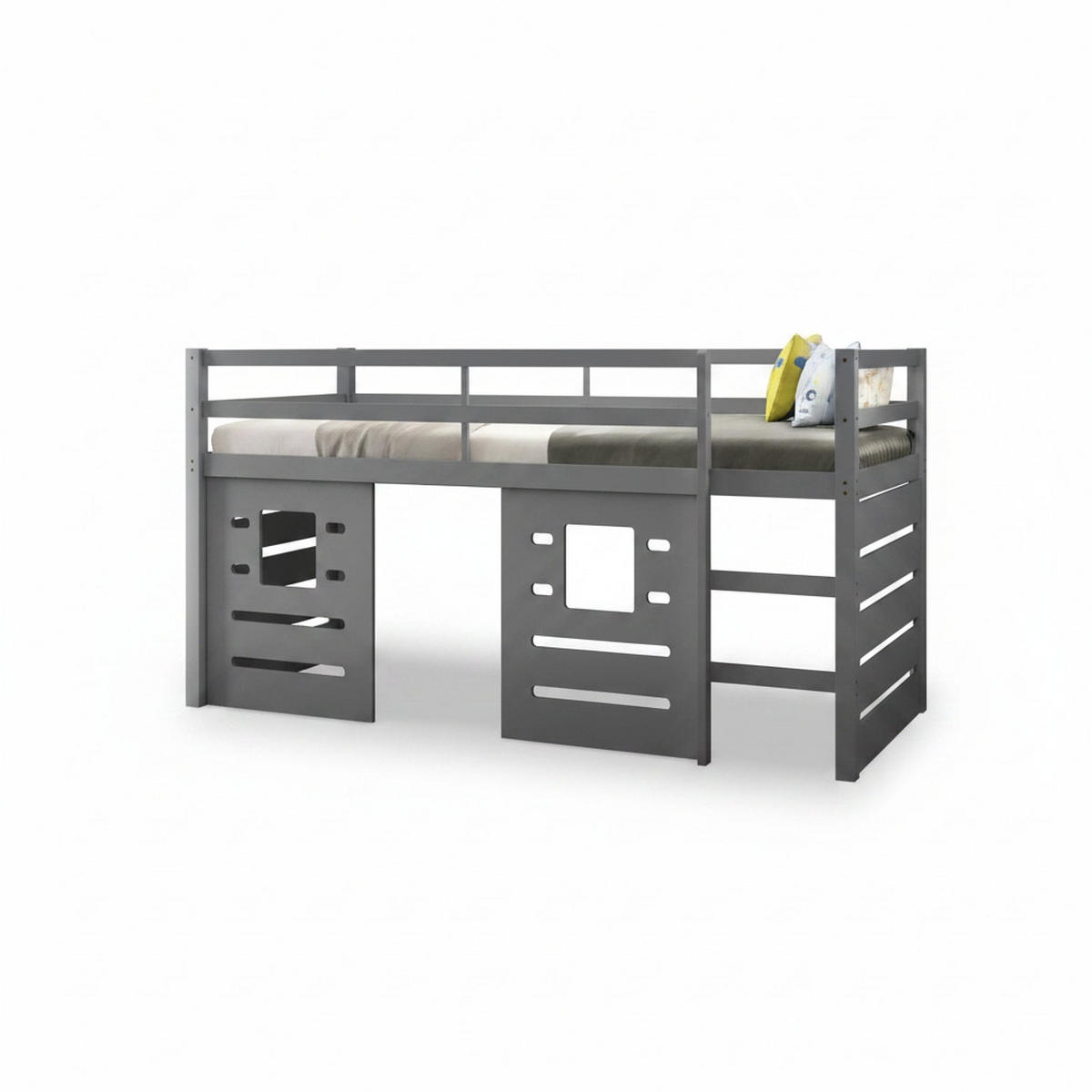 HOCHBETT 90/200 cm,  in Grau, Leiter, Lattenrost  - Naturfarben/Grau, MODERN, Holz (90/200cm) - MID.YOU