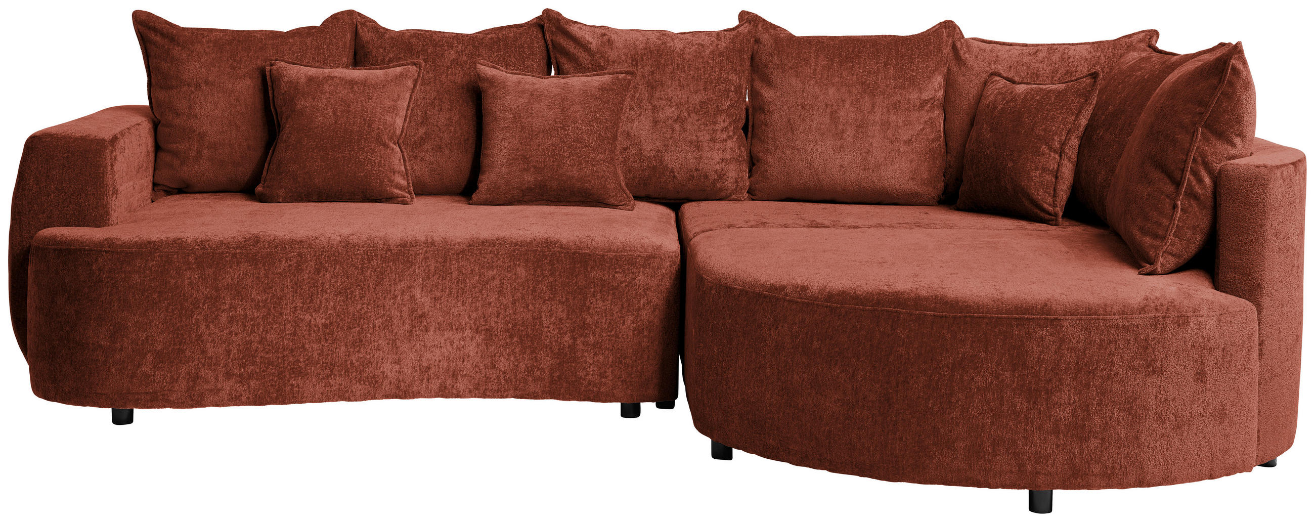 ECKSOFA Rotbraun Chenille  - Rotbraun/Schwarz, Design, Kunststoff/Textil (307/194cm) - Carryhome