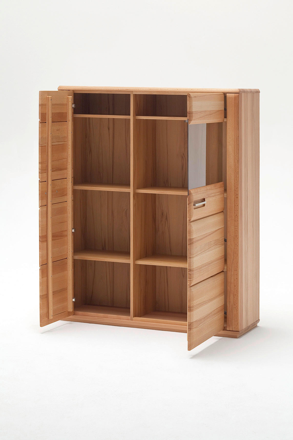 WOHNWAND  in Buchefarben  357/209/51 cm  - Silberfarben/Buchefarben, Design, Glas/Holz (357/209/51cm) - Livetastic