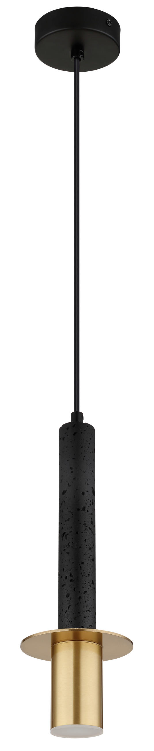 HÄNGELEUCHTE Shanna 12/130 cm  - Messingfarben/Schwarz, Design, Kunststoff/Stein (12/130cm) - Globo