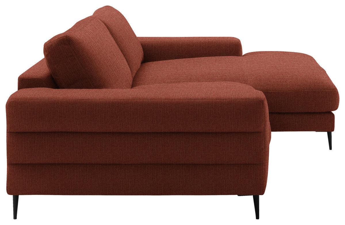 ECKSOFA in Flachgewebe Rostfarben  253/177 cm  - Rostfarben/Schwarz, Design, Textil/Metall (253/177cm) - Dieter Knoll