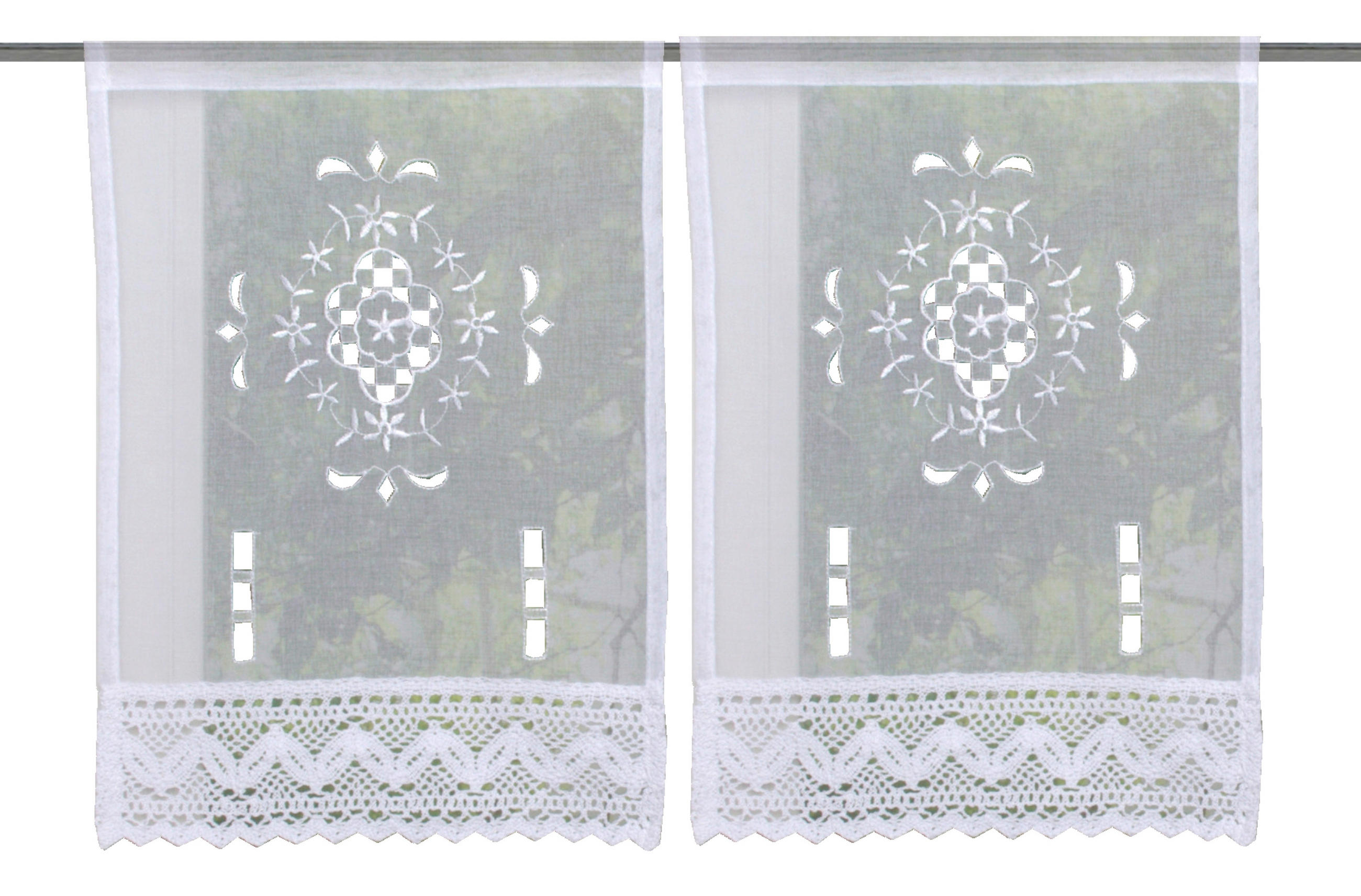 KURZGARDINENSET     - Weiß, KONVENTIONELL, Textil (30cm)