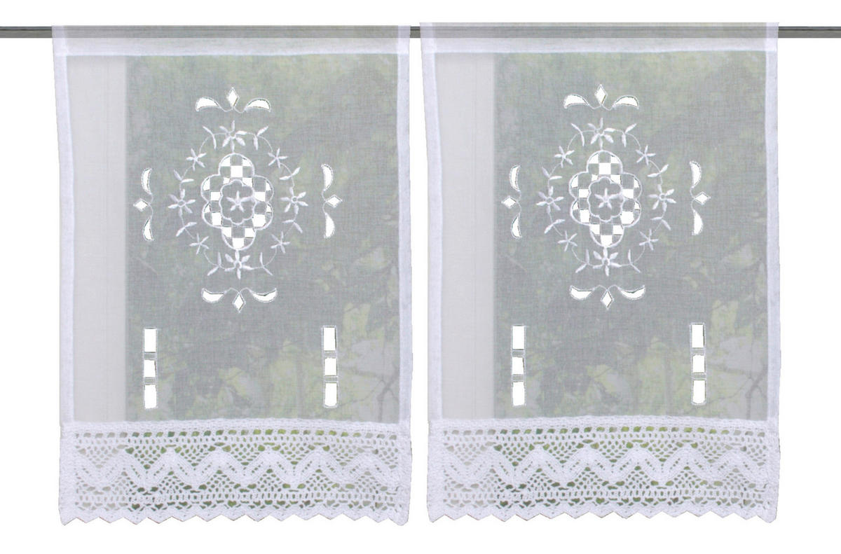 KURZGARDINENSET   - Weiß, KONVENTIONELL, Textil (30cm) - Schmidt W. Gmbh