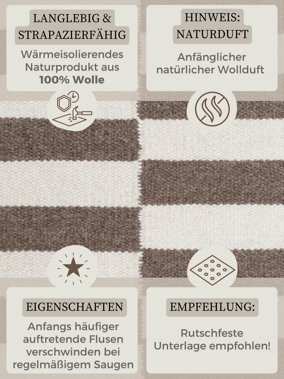 HANDWEBTEPPICH 160/230 cm Vika Weiß, Dunkelbraun rechteckig  - Dunkelbraun/Weiß, Basics, Textil (160/230cm) - Hanse Home
