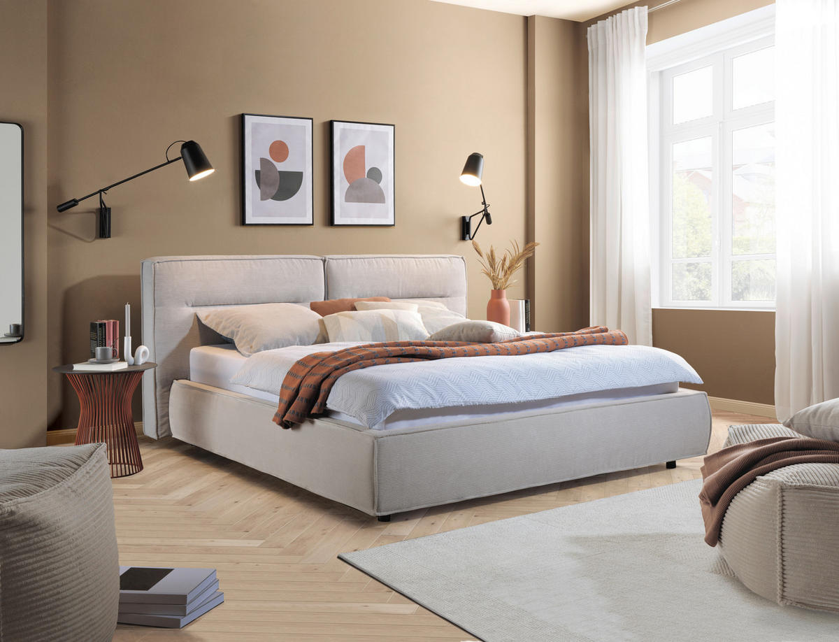 POLSTERBETT 160/200 cm  in Silberfarben  - Silberfarben/Schwarz, Design, Kunststoff/Textil (160/200cm) - Lomoco