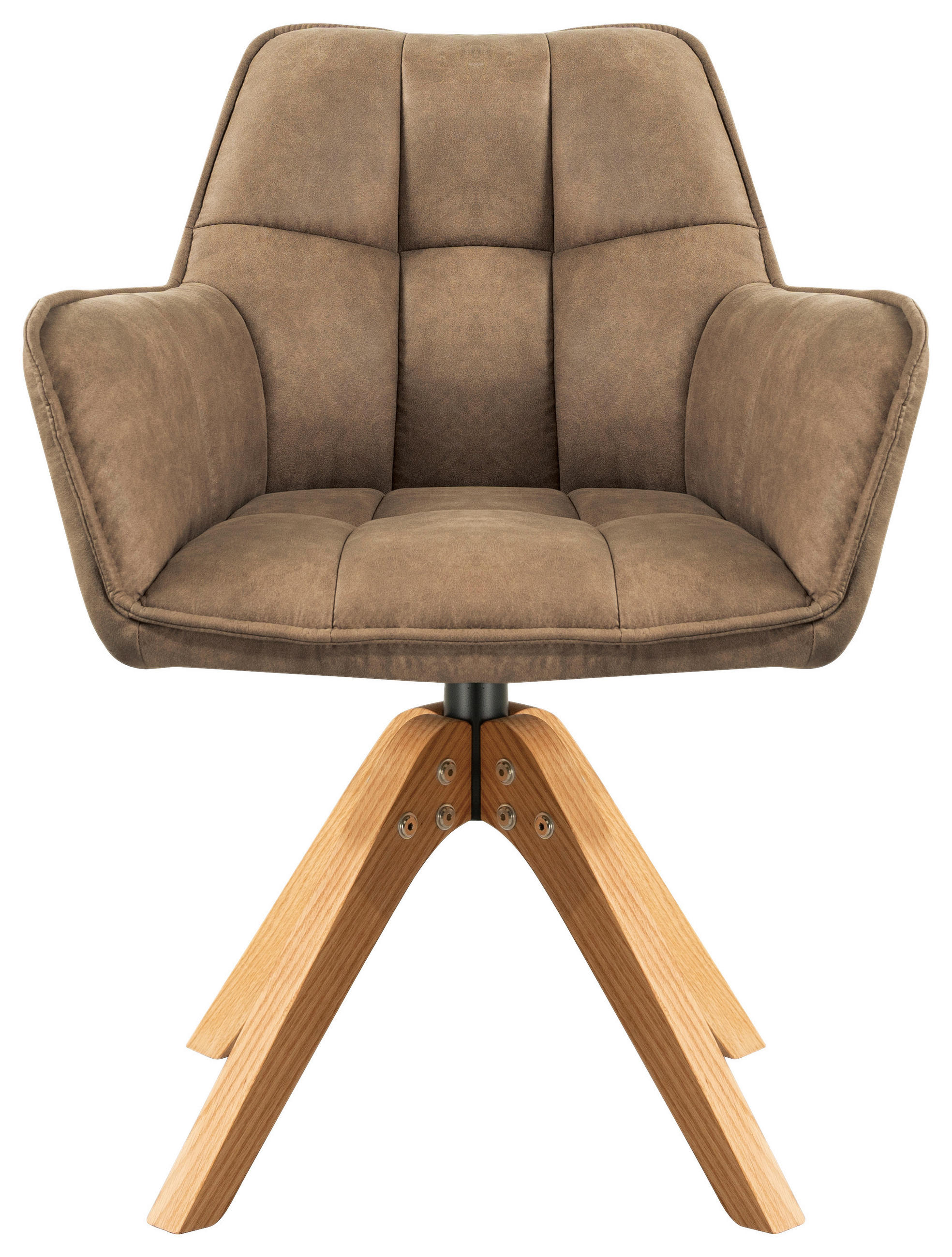 ARMLEHNSTUHL in Holz, Textil Braun, Eichefarben  - Eichefarben/Braun, Basics, Holz/Textil (61/85/63cm) - MID.YOU