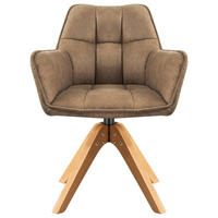 ARMLEHNSTUHL in Holz, Textil Braun, Eichefarben  - Eichefarben/Braun, Basics, Holz/Textil (61/85/63cm) - MID.YOU