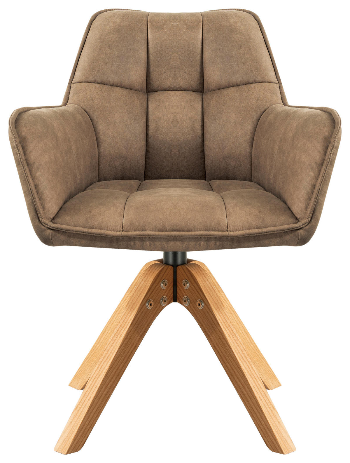 ARMLEHNSTUHL in Holz, Textil Braun, Eichefarben  - Eichefarben/Braun, Basics, Holz/Textil (61/85/63cm) - MID.YOU