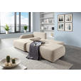 ECKSOFA Beige Flachgewebe Zierkissen, Rückenkissen, Bettkasten, Schlaffunktion, Rücken echt, Liegefläche im Originalstoff  - Beige/Schwarz, KONVENTIONELL, Kunststoff/Textil (145/260cm) - Carryhome