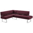ECKBANK 165/227 cm  in Edelstahlfarben, Bordeaux  - Edelstahlfarben/Bordeaux, Design, Textil/Metall (165/227cm) - Moderano